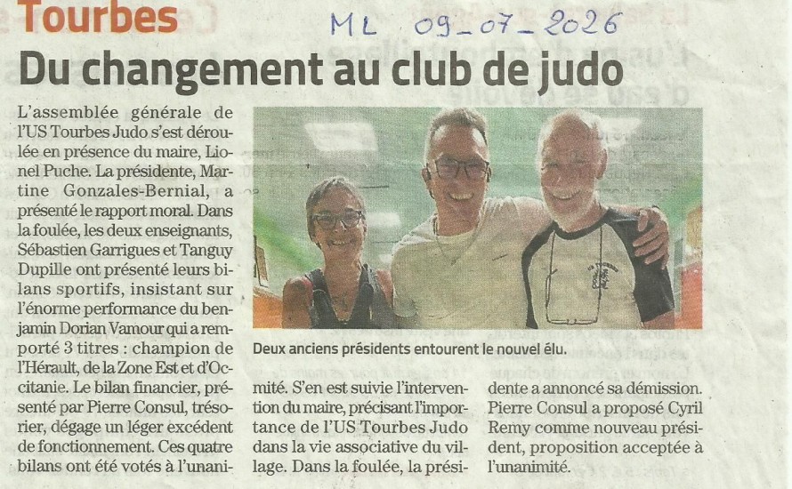 Du changement à l'US Tourbes Judo